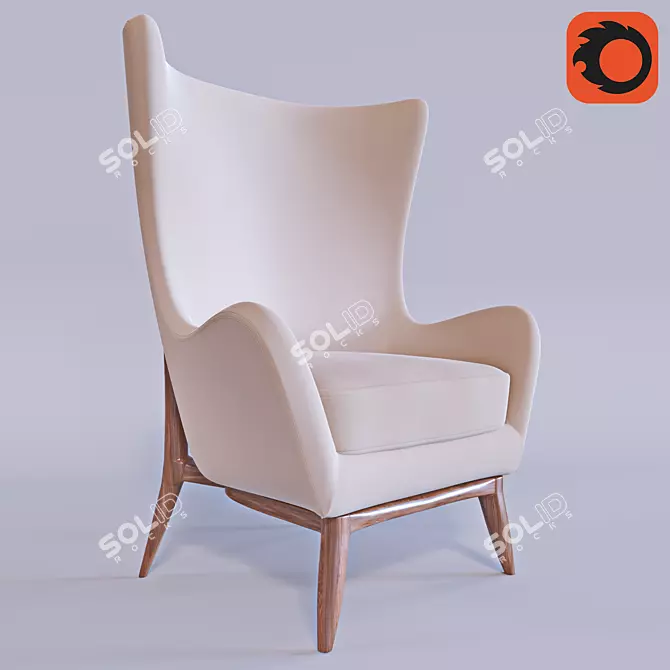 Sleek Caracole Armchair 3D model image 3