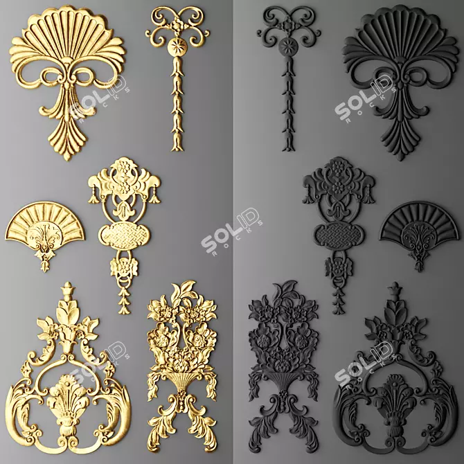 Artistic Stucco Decor Set 3D model image 1