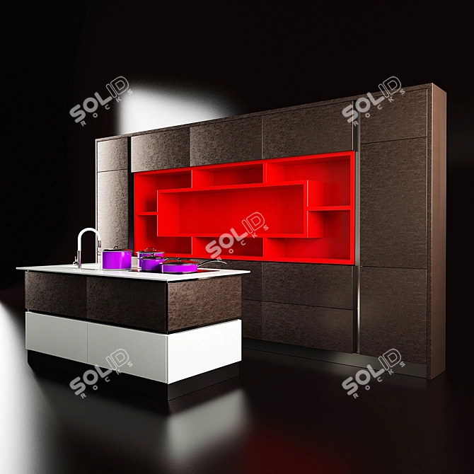 Modern Kitchen Design 3D model image 1