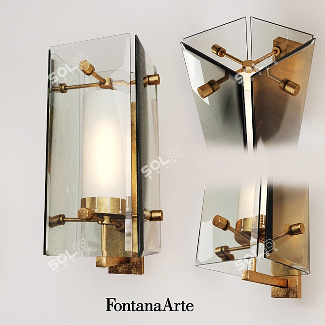 Vintage Brass Sconce by Fontana Arte 3D model image 1