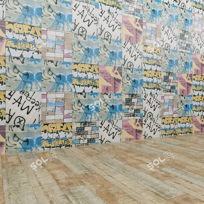 Modern Street Art Inspired Tiles 3D model image 2