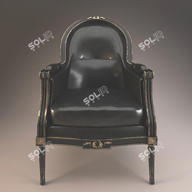 Classic Leather and Wood Armchair 3D model image 1