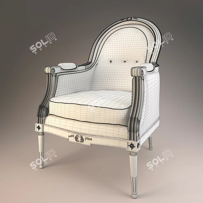 Classic Leather and Wood Armchair 3D model image 3