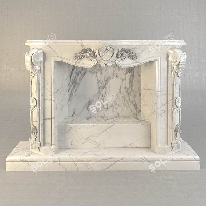 Elegant White Marble Fireplace 3D model image 1