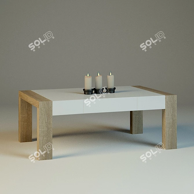 Modern White Oak Tacoma Coffee Table 3D model image 1