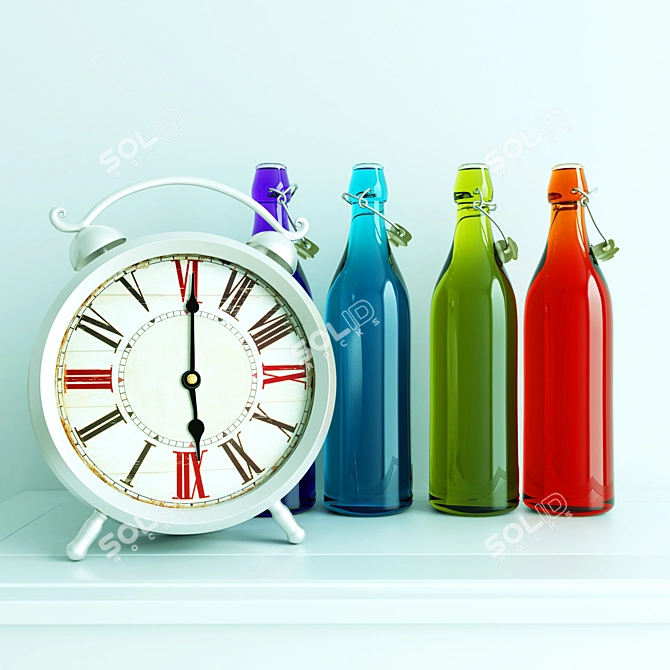 Timeless Elegance: Bottles & Watches 3D model image 1