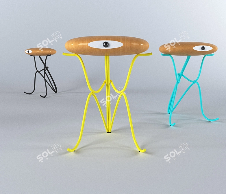 Modern Trio: Companion Stools 3D model image 1