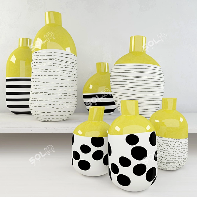 Elegant 7-Piece Vase Set 3D model image 1