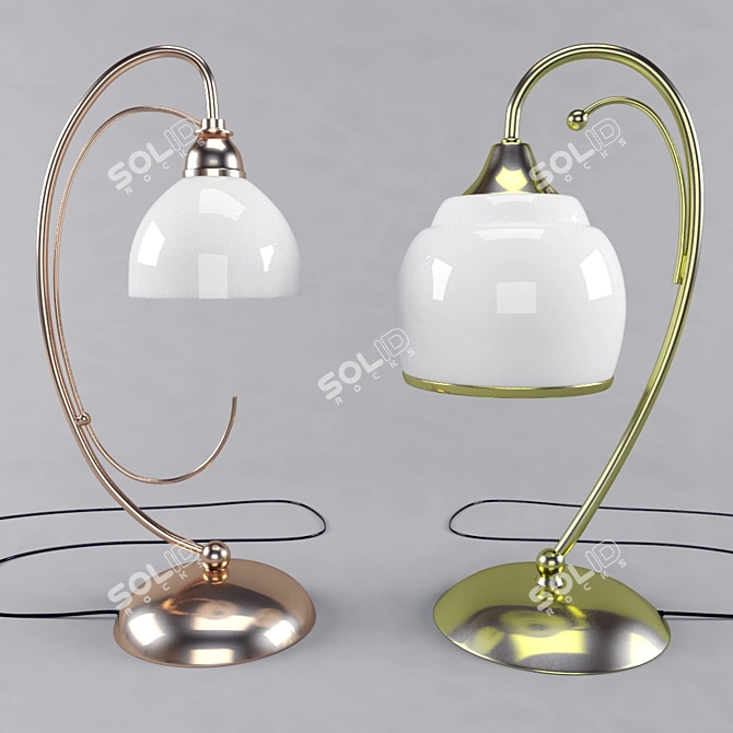 Antique Bronze Glass Table Lamp 3D model image 1