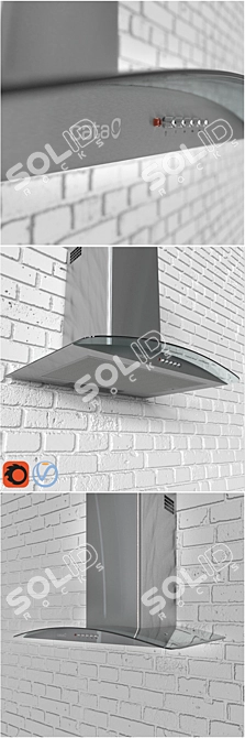 Sleek Cata C600 Glass/b Exhaust Hood 3D model image 1