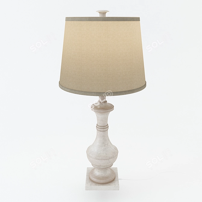 Vintage Weathered White Table Lamp 3D model image 1