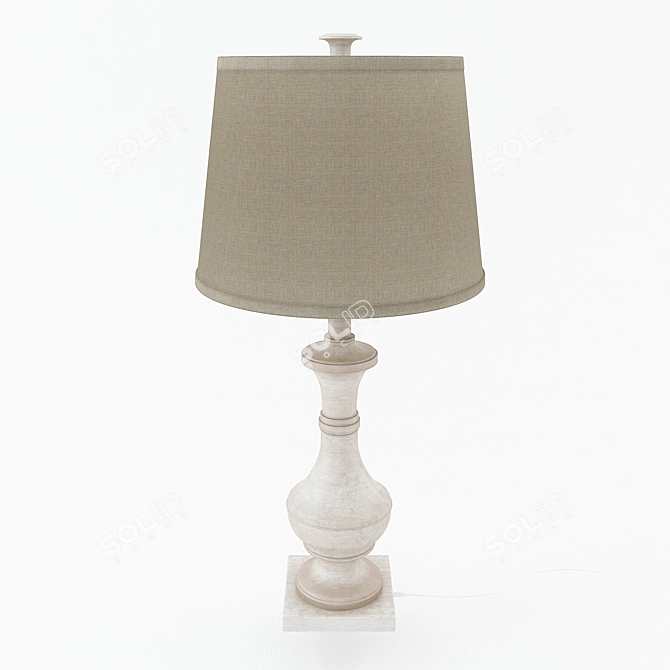 Vintage Weathered White Table Lamp 3D model image 2