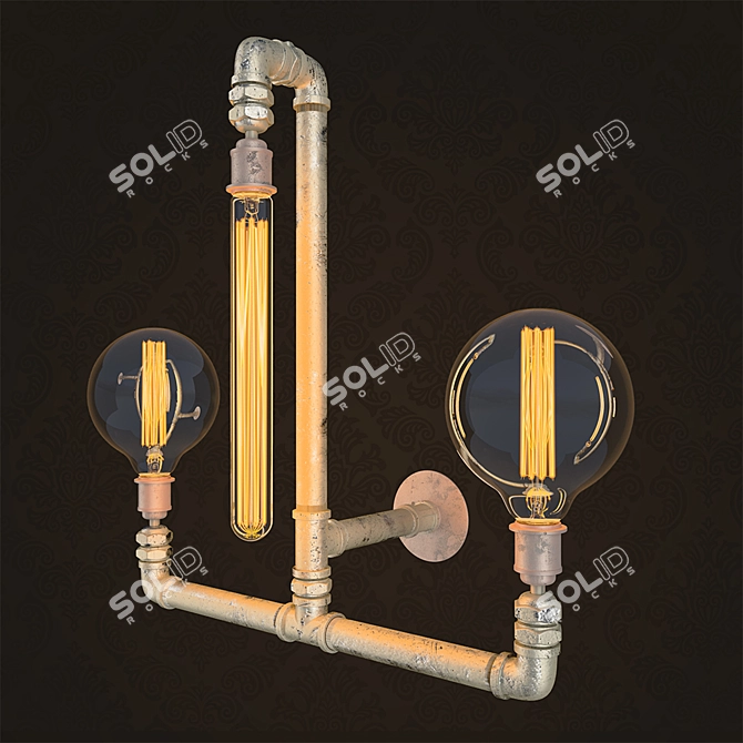 Industrial Pipe Lamp 3D model image 1