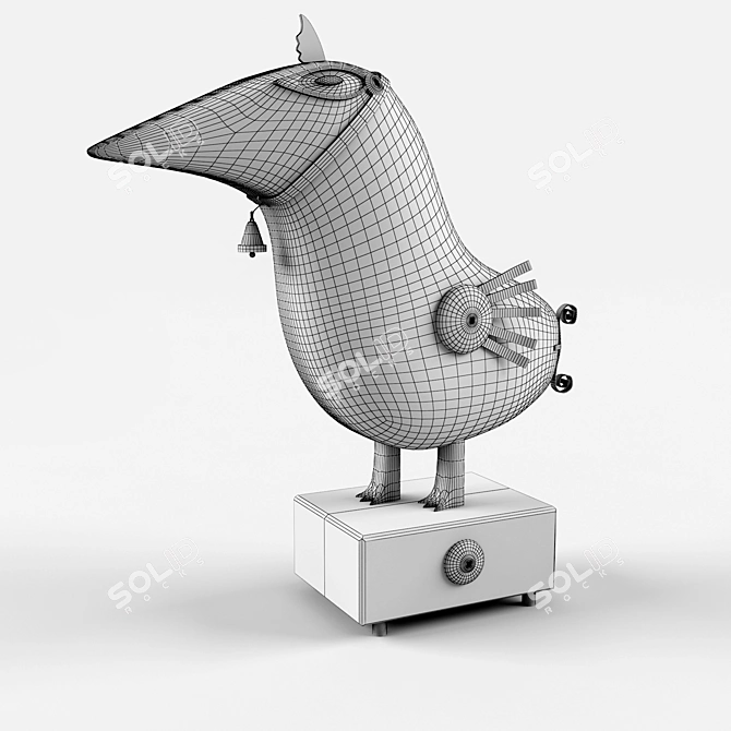 Egyptian Ceramic Bird Figurine 3D model image 2