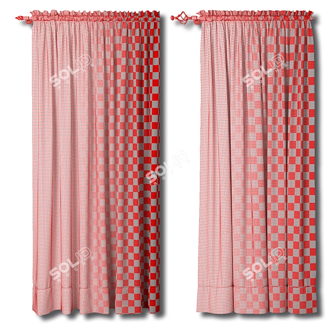  Elegant Sheer Tulle Curtain 3D model image 3