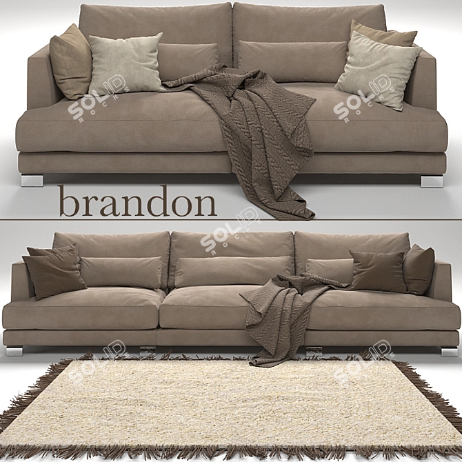 Modern 2-seater BRANDON Sofa 3D model image 1