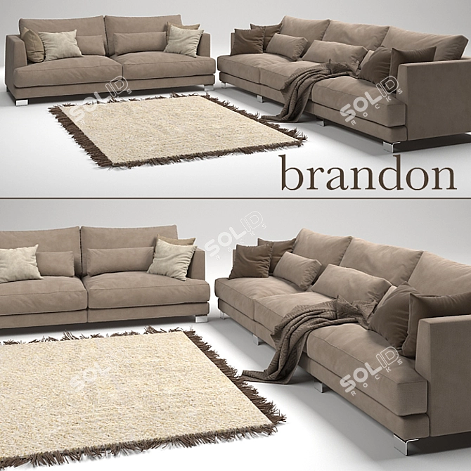 Modern 2-seater BRANDON Sofa 3D model image 2