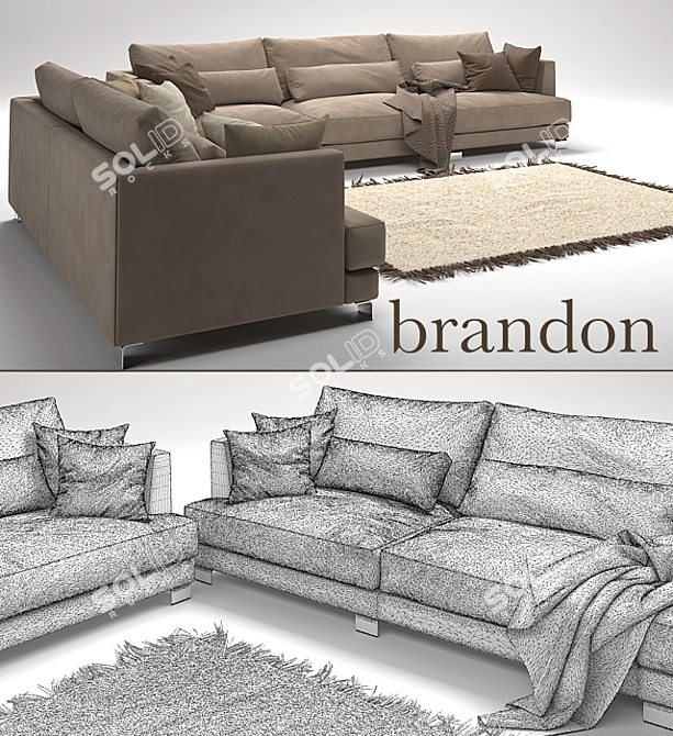 Modern 2-seater BRANDON Sofa 3D model image 3