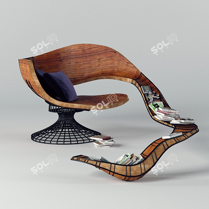 Wooden Chair with Metal Frame 3D model image 1