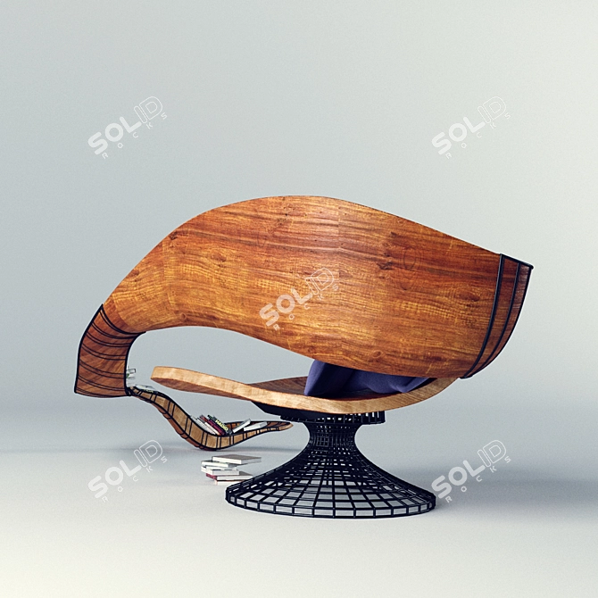 Wooden Chair with Metal Frame 3D model image 2