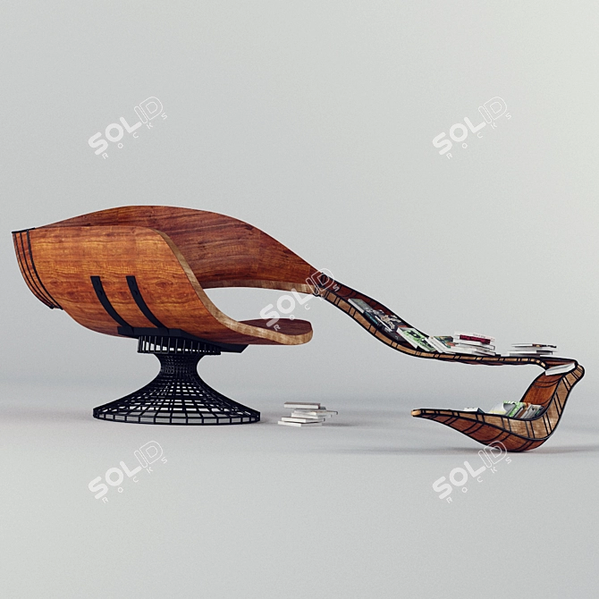 Wooden Chair with Metal Frame 3D model image 3