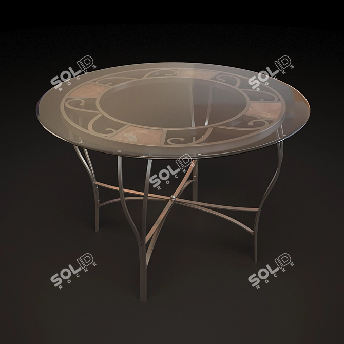 Elegant Forge Glass Top Table 3D model image 1