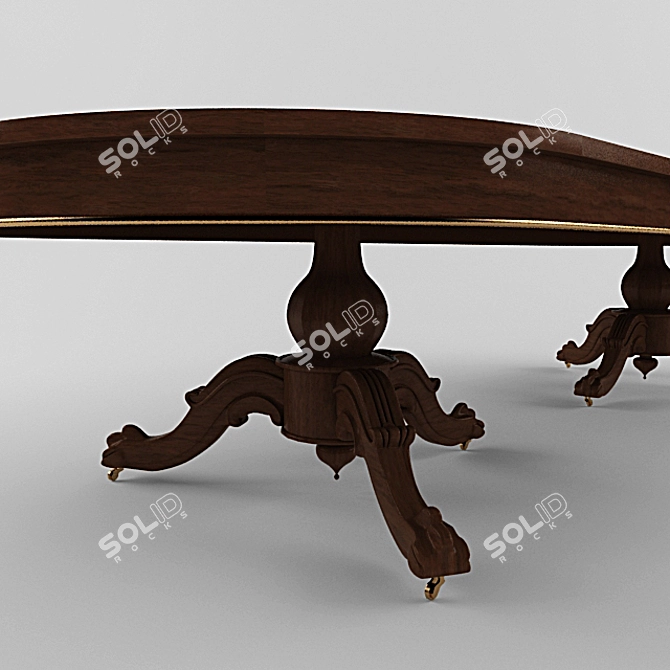 Heiress Double Pedestal Dining: Wood & Brass 3D model image 2