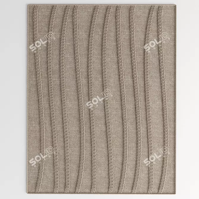 Natural Rattan Carpet - 160x140 Size 3D model image 1