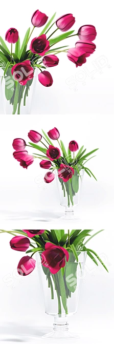 Tulip Beauty Vase: Blooming Majesty 3D model image 1