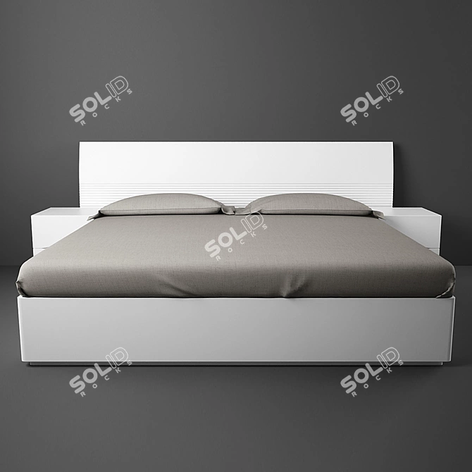 Bedside Bliss: Stylish Bed with Side Table 3D model image 1