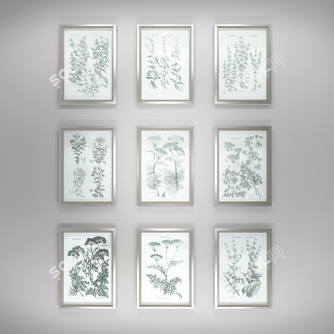 Chic Herb Garden Art Prints 3D model image 1