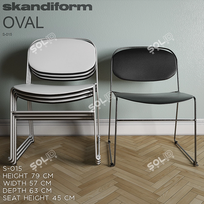 Elegant Oval S-015 Chair 3D model image 2