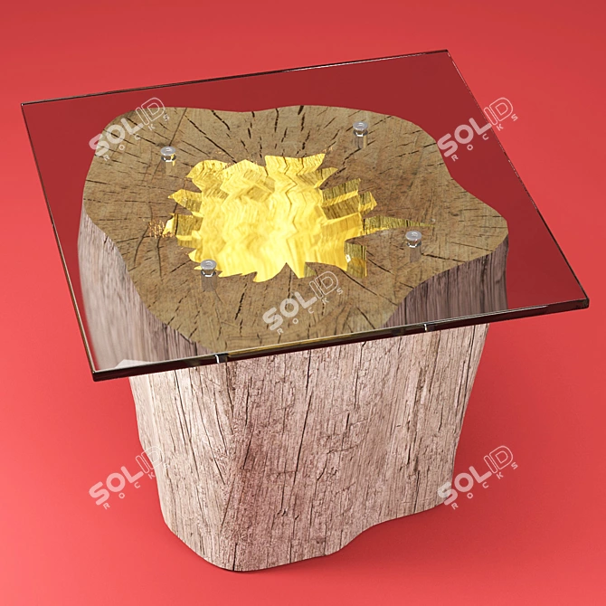 Natural Stump Table with Glass Top 3D model image 2
