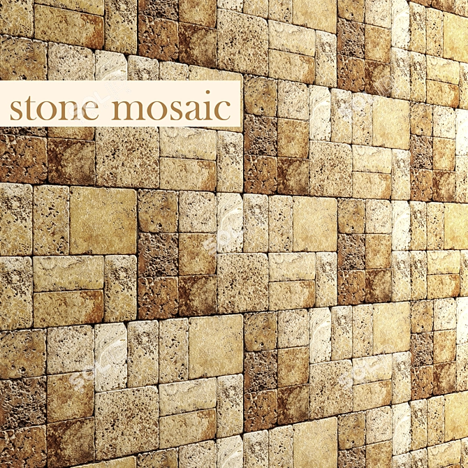 Natural Stone Mosaic: Elegant Traverine 3D model image 1