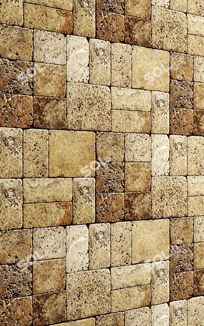 Natural Stone Mosaic: Elegant Traverine 3D model image 2