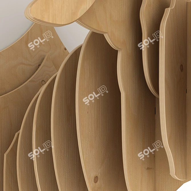 Elegant Plywood Elk Wall Decor 3D model image 3