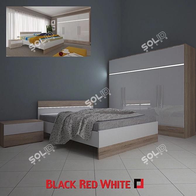 Elegant Mercur Bedroom Set 3D model image 1