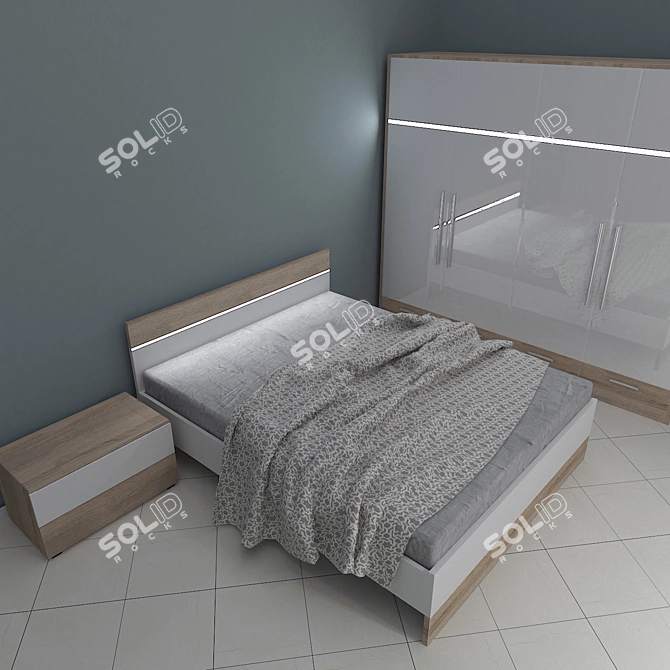 Elegant Mercur Bedroom Set 3D model image 2
