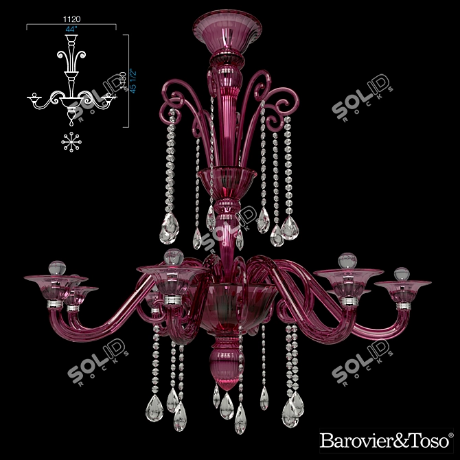 Elegant Italian Chandelier, 8-Light 3D model image 1