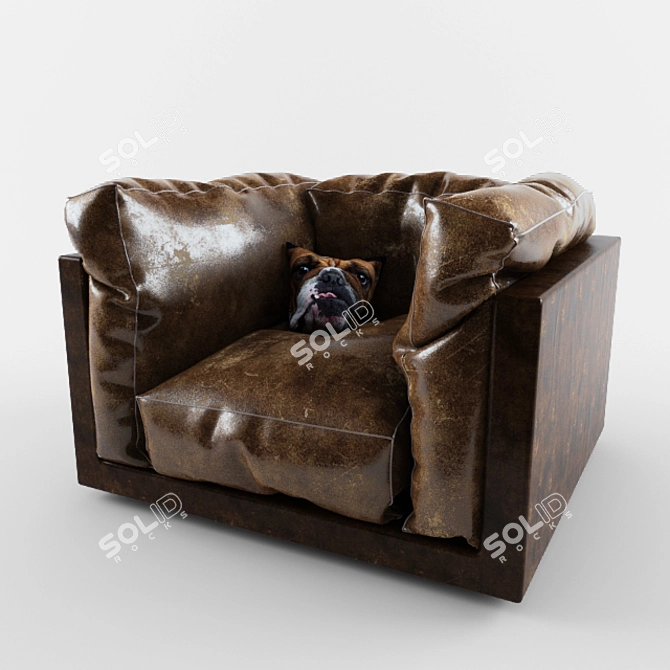 Luxury Leather Armchair 3D model image 1