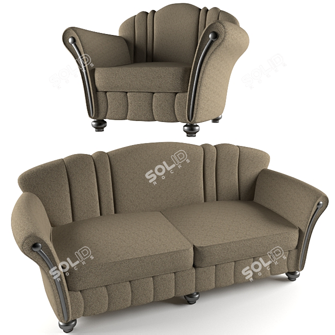 Modern Sofa and Chair Set 3D model image 1