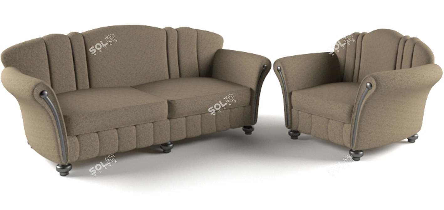 Modern Sofa and Chair Set 3D model image 2