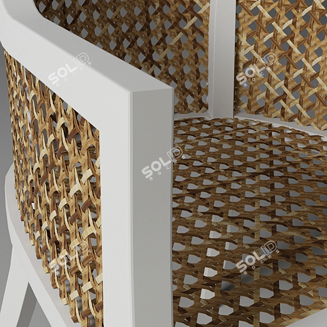 Contemporary Cane Wicker Side Chair 3D model image 2