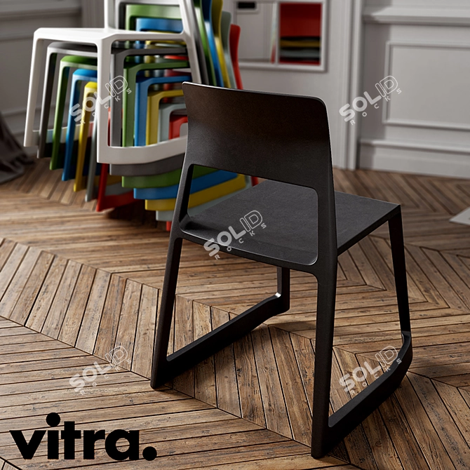 Forward-Tilt Action Solid Chair 3D model image 2