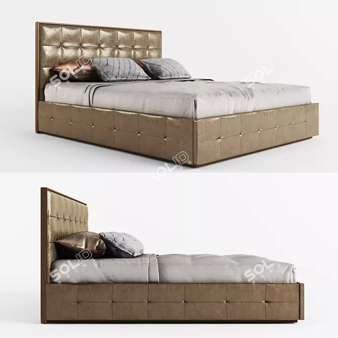 Luxury Leather Bed 3D model image 1