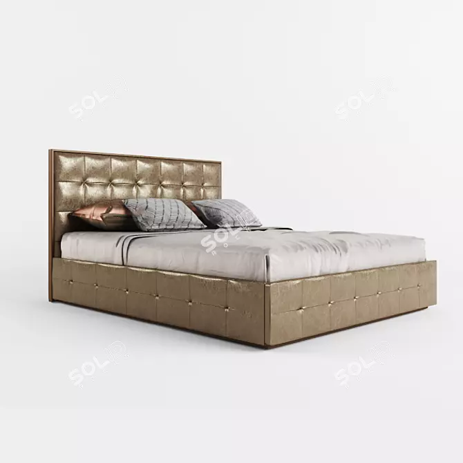 Luxury Leather Bed 3D model image 2