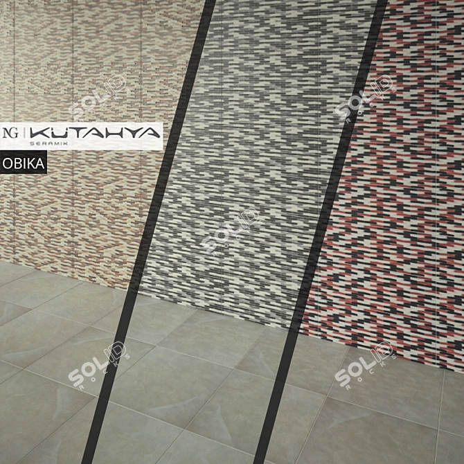 Obika Wall Tile Collection - Beige, Grey, Red, Black 3D model image 1