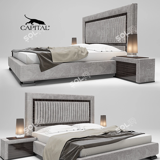 Classic Capital Bed 3D model image 1