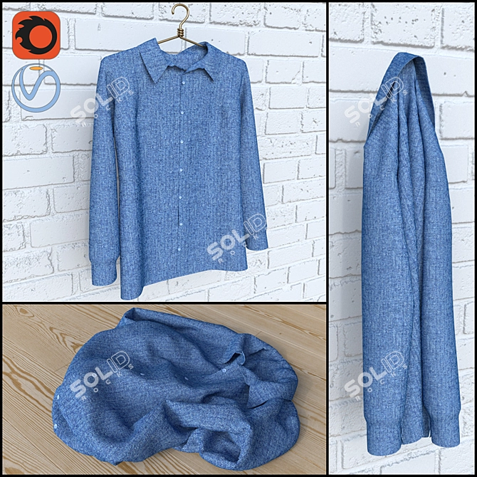 Denim Classic Shirt 3D model image 1