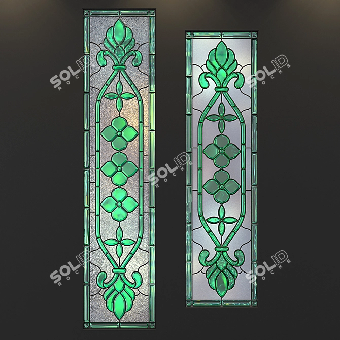 Gorgeous Stained Glass Set - Perfect for Doors and Windows 3D model image 2